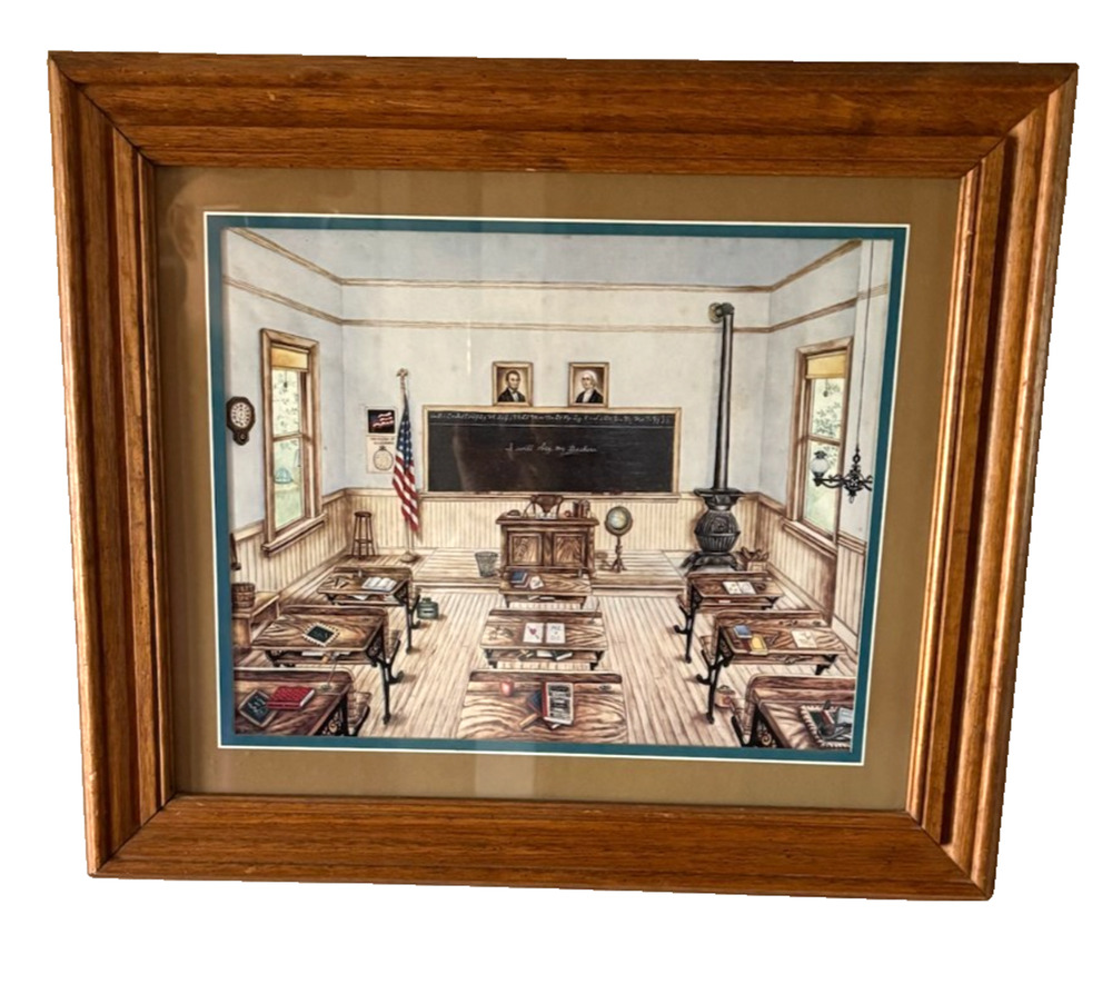 Vtg Signed Kay Lamb Shannon Framed Classroom Picture 20x17!
